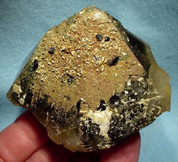 Anatase on Smoky Quartz