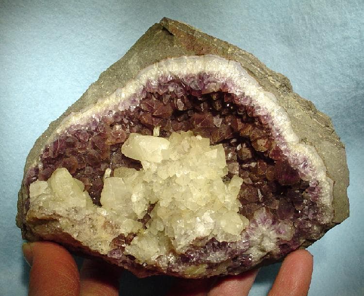 Calcite on Amethyst Geode